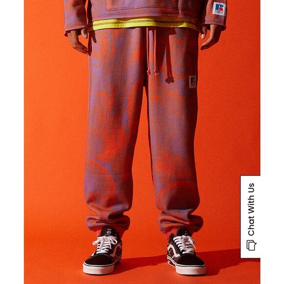 A$AP WORLDWIDE x Russell Athletic Skull Graphic Sweatpants Rust Purple Size S - Picture 1 of 9